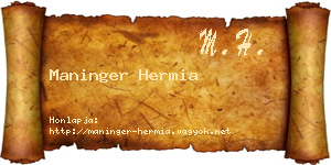 Maninger Hermia névjegykártya